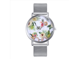 Relógio de quartzo clássico para homens e mulheres com pulseira casual de liga prateada.