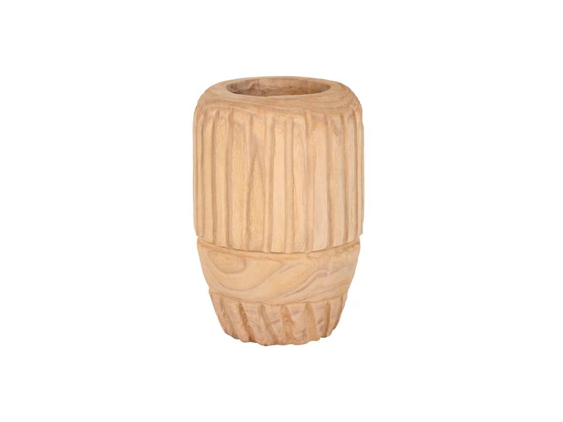Vaso de Madeira de Paulownia Esculpida Naturalmente, 29x29x42cm ALEXANDRA HOUSE LIVING