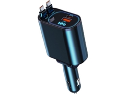 Carregador Veicular De Metal Com Duas Portas Usb-c 240 Watts,