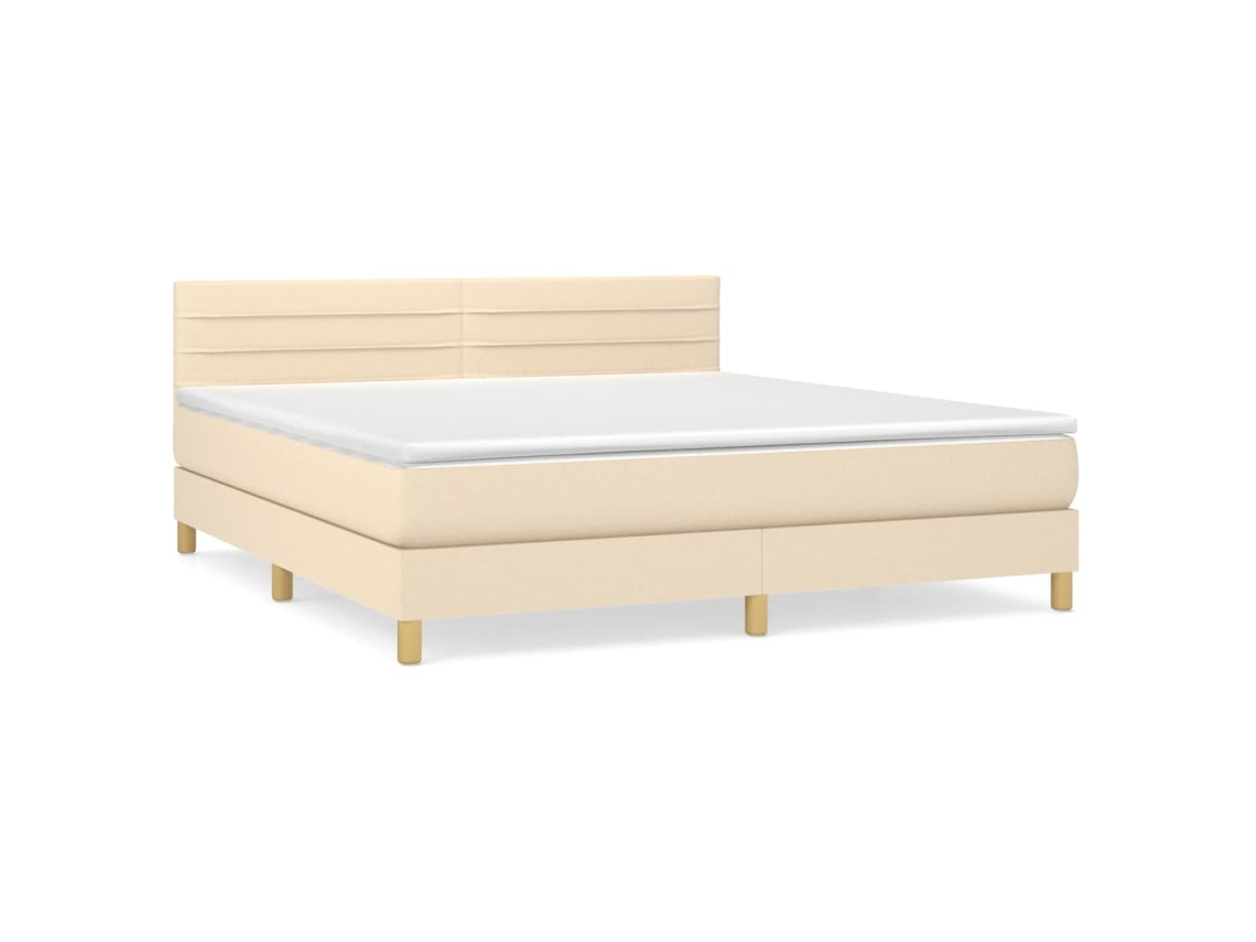 Cama com Molas/colchão 160x200 Cm Tecido Cor Creme MAISON EXCLUSIVE