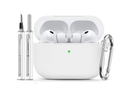 Capa Zruxe Para Airpods Pro 3 Silicone Branca (proteção 360°, Tampa Anti-poeira, Caneta De Limpeza 3 Em 1, Mosquetão)