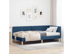 Vidaxl Estrutura de Cama de Canto com Colchão Outros 2 Pcs Azul Tecido