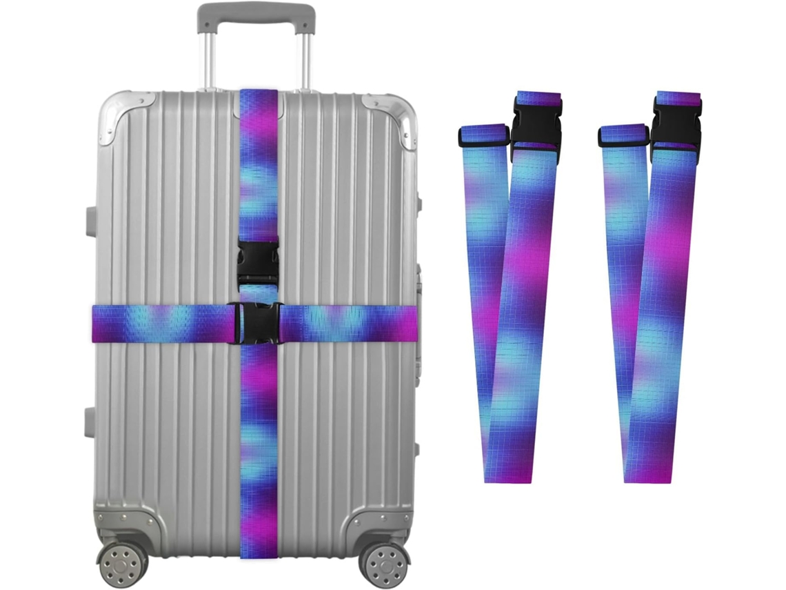 Conjunto De 2 Cintas Bagagem Personalizáveis Com Fivelas Para Malas, Nas Cores Roxa E Azul Degradê