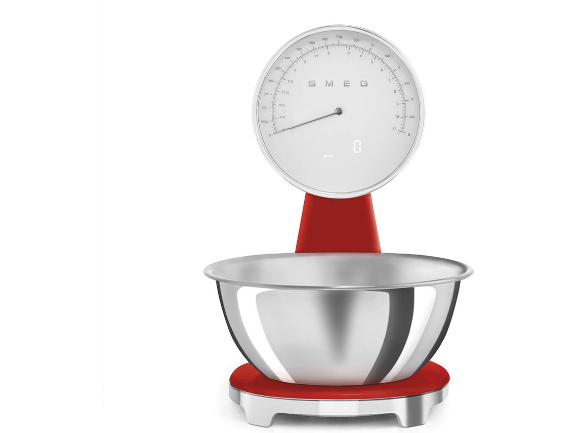 Balança de Cozinha SMEG Analógica e Digital - KSF01RDWW (Capacidade 5Kg - Precisão de 1g - Vermelho)