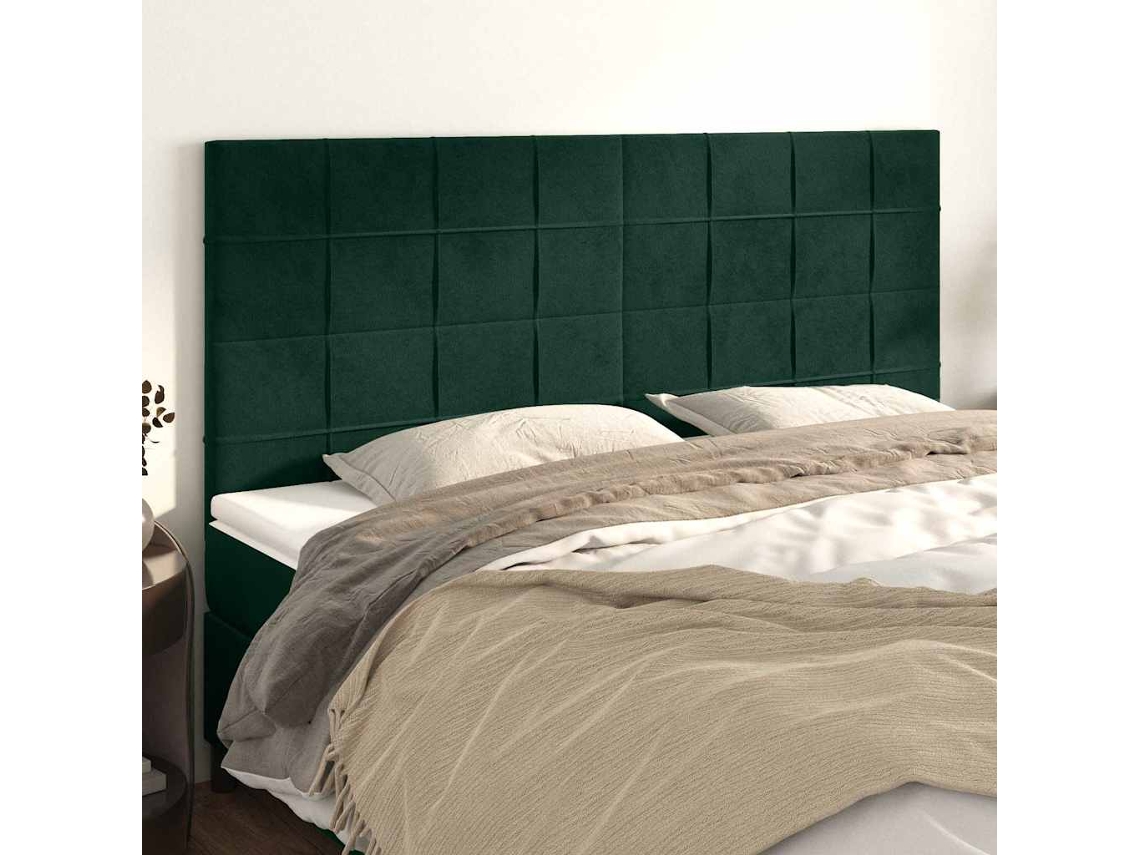 Cabeceira | Painel De Cama Verde Escuro 160x5x118/128 Cm Veludo