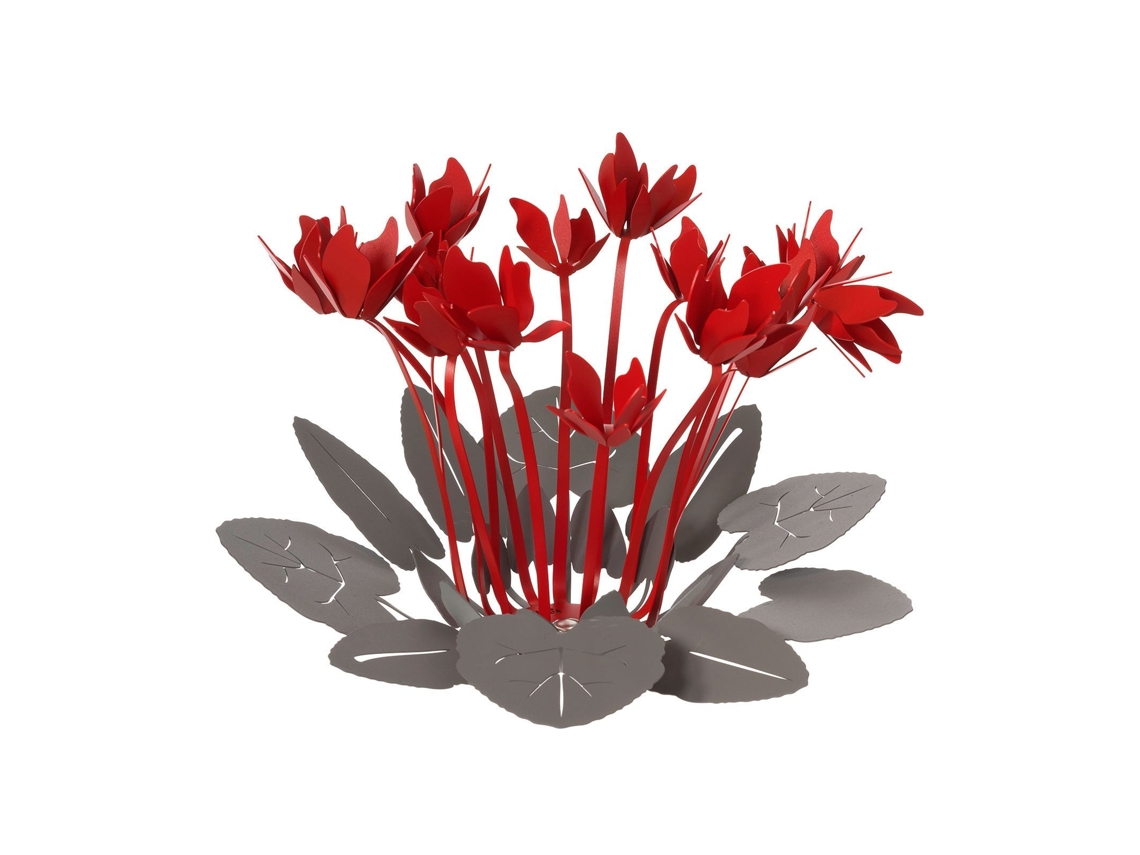 Peça Central Decorativa Ciclamino Ø38 Cm Em Ferro Lama E Vermelho Design Floral Moderno Para Mesa Ou Sala Fabricado Na Itália Arti Mestieri