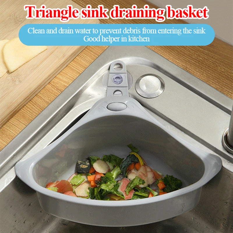 Coador De Pia Triangular Para Cozinha, Para Frutas E Legumes, Cinza E Branco