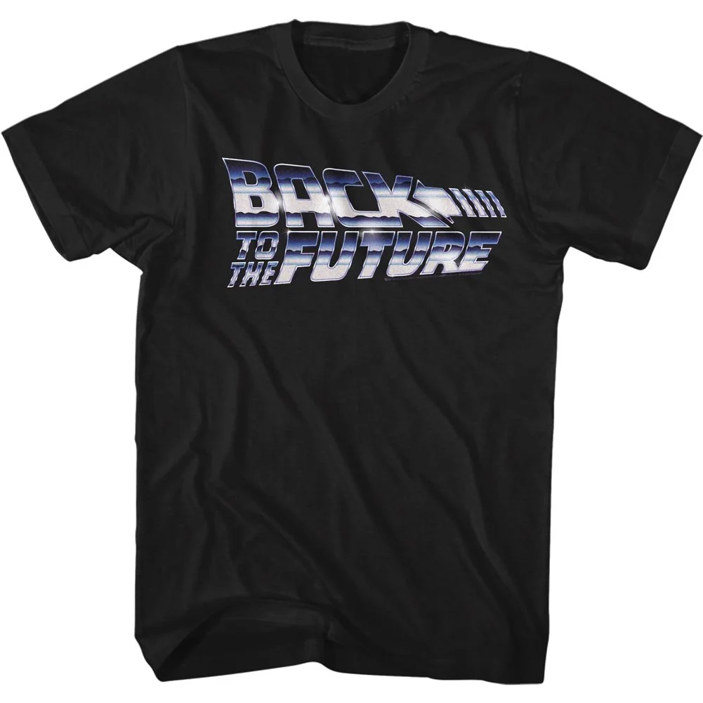 Rockinstone Back To The Future Movie Chrome To The Future Black Adult T-shirt Size:m