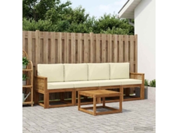 Vidaxl Conjunto De Sofás Para Exterior 5 Unid. Natural E Creme