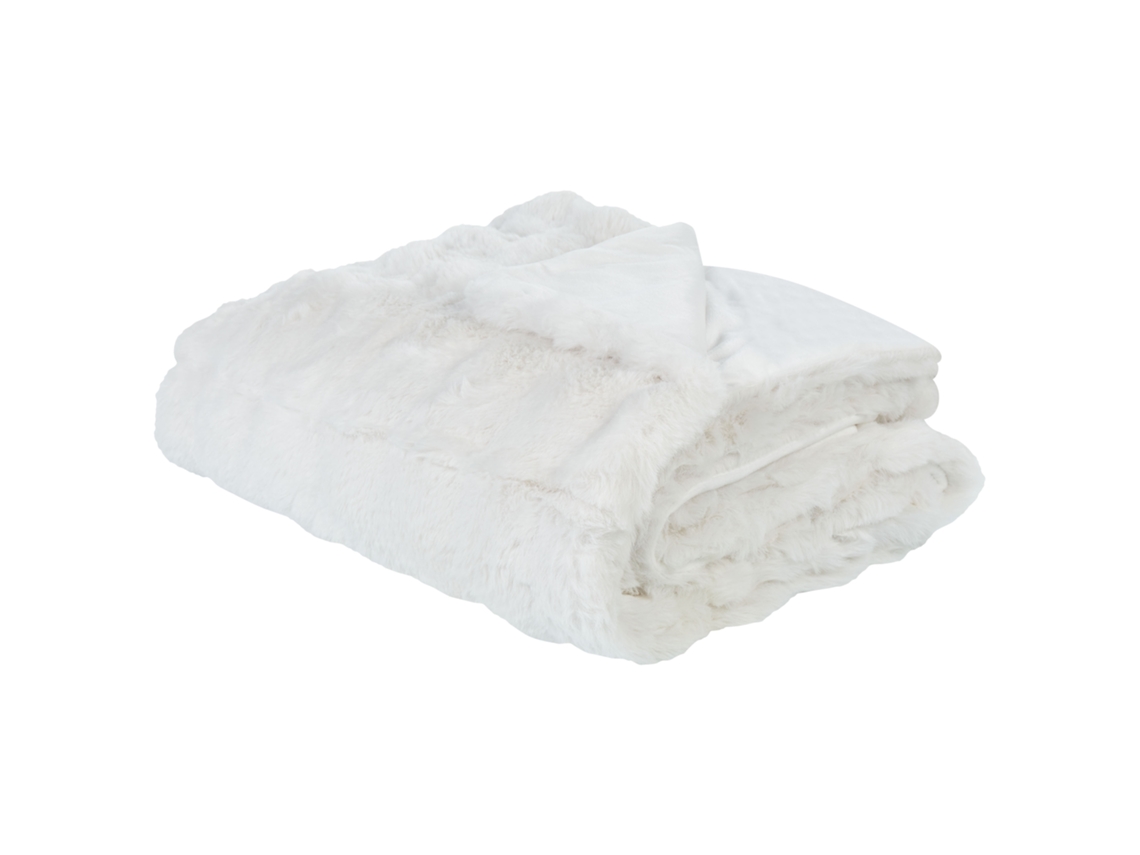 Colcha Peluda De Estilo Moderno Beliani Salka De Pelo Sintético Blanco 150x200x1.5