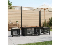 Vidaxl Conjunto De Jantar Para Jardim 4 Unid. Preto E Creme Vime Pe