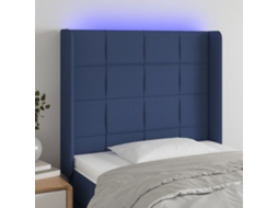 Vidaxl Cabeceira De Cama C/ Luzes Led Tecido 83x16x118/128 Cm Azul