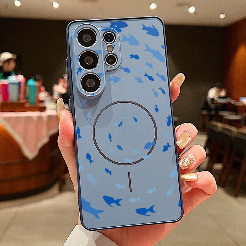 Capa Magnética Para Celular Galaxy S26 Com Estampa De Frutas E Conchas Do Verão (azul).