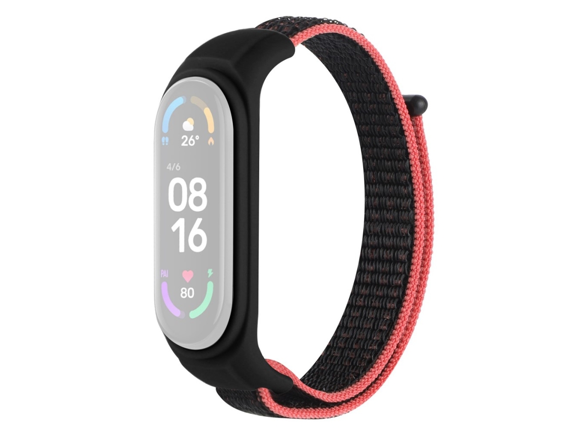 Bracelete Silicone Ajustável Anti-Perda para Xiaomi Mi Band 3/Band 4/Band 5/Band 6/Band 7 Vermelho/Preto