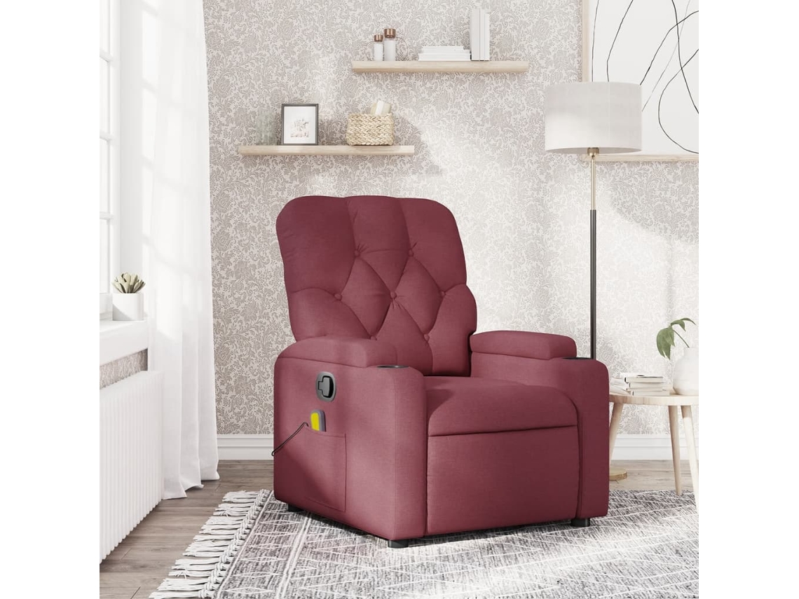 Poltrona de Massagens Reclinável Tecido Vermelho Tinto HARLANV1