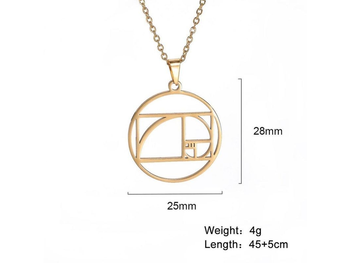 2026-colgante De Espiral De Fibonacci Triángulo Oro Proporción Geométrica Acero Inoxidable Collar Choker Mujer Joyería 45-50cm Color C Dorado