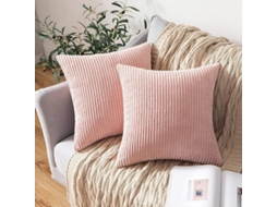 2026 funda de Almohada Cuadrada de Veludo Rayado Suave para Hogar Rosa 45x45cm Set de 2