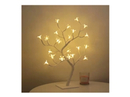 Lâmpada Led Bonsai Mesa Usb 24 Luzes Sakura Branca