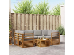 Vidaxl Conjunto De Sofás Para Exterior 7 Unid. Cinza Natural E Claro