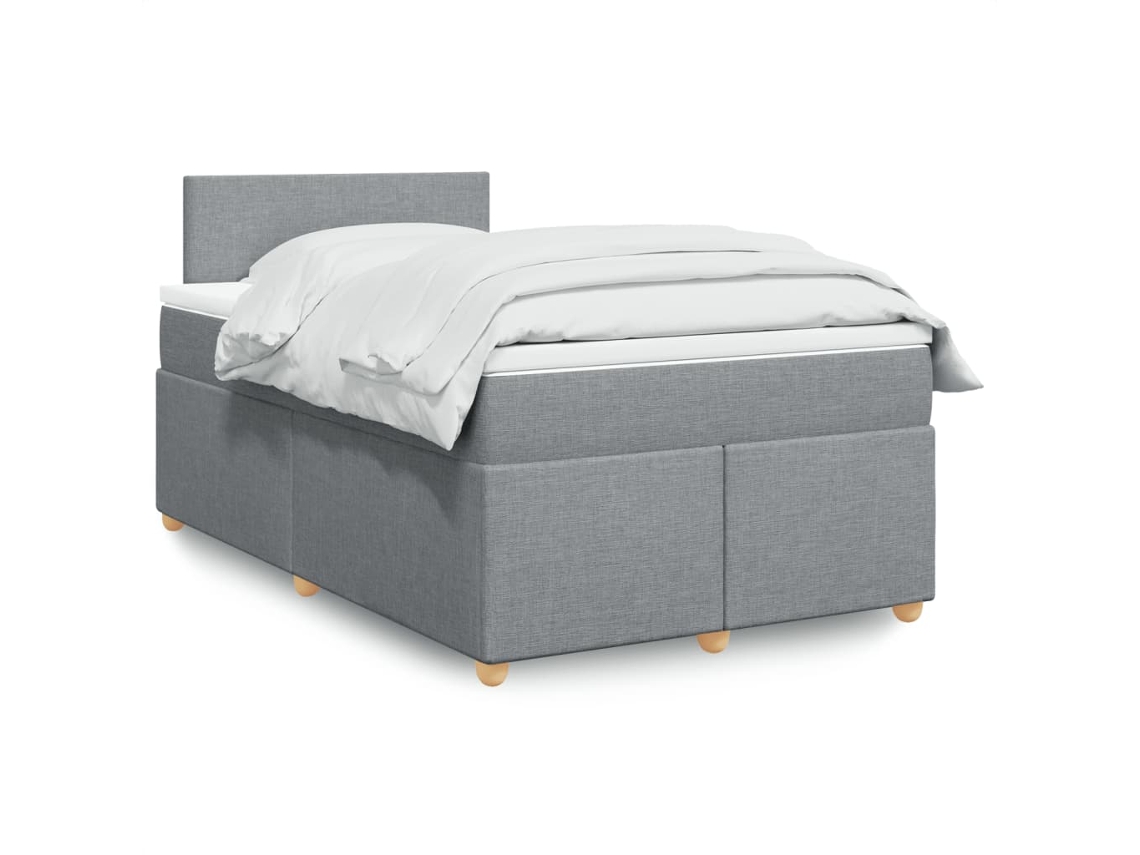 Vidaxl Cama Boxspring Com Colchão 120x190 Cm Tecido Cinzento-claro