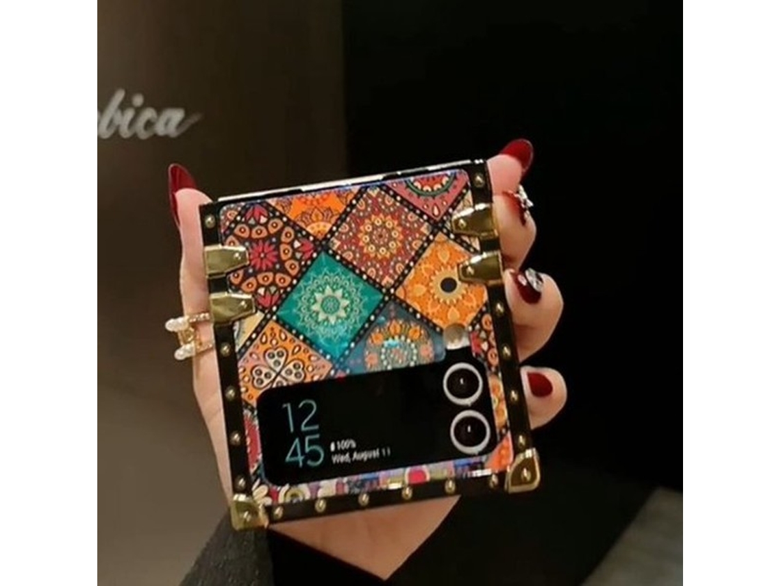 Capa De Proteção Retro Flor - Tpu/pc - Desdobrável - Anti-deslize - Design Luxuoso - Conformidade Perfeita - Capa De Telefone