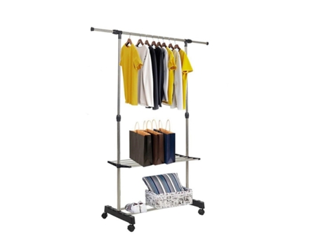 Cabide De Metal Em Aço Inoxidável Com Rodas Extensíveis De Altura Ajustável GERIMPORT