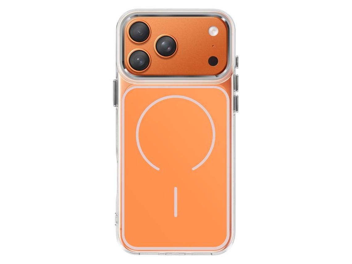 Capa Magsafe Para Iphone 17 Pro, Proteção Bimaterial Ultra Reforçada, Laranja.