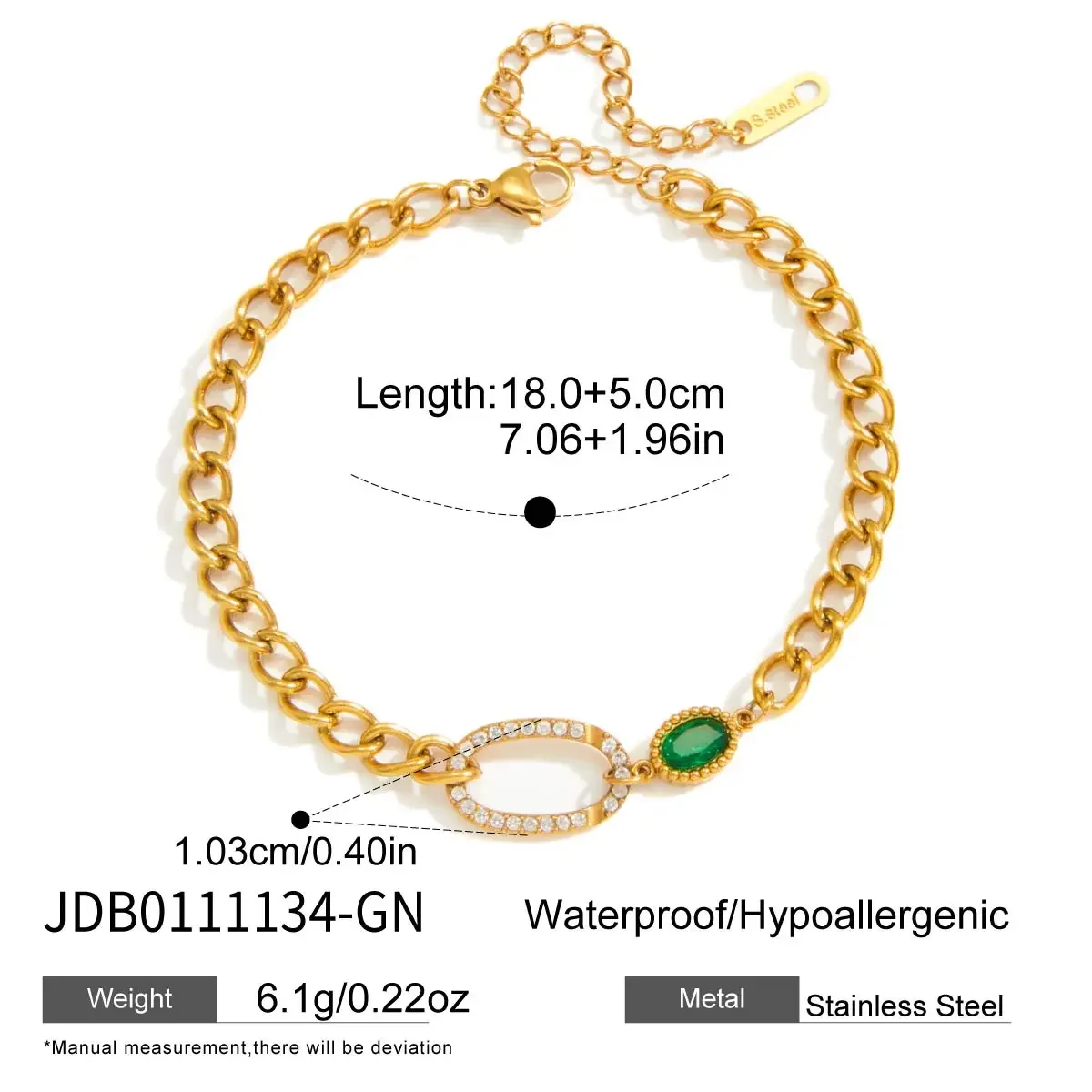 Pulseira Elegante Com Zircônias Ovais Brancas E Verdes