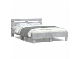 Bed Frame, Bed Frames Vidaxl Cinzeto Madeira Processada (135 X 190 Cm)
