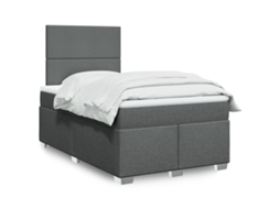 Vidaxl Cama Com Molas/colchão 120x200 Cm Tecido Cinzento-escuro