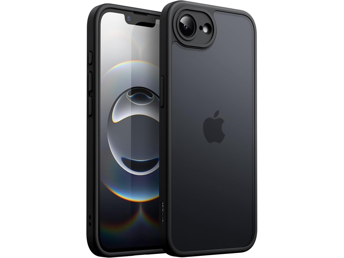 Capa Para Iphone 16e De 6, 1 Polegadas (2025), À Prova De Choque E Quedas, Com Traseira Transparente Fosca E (preta)