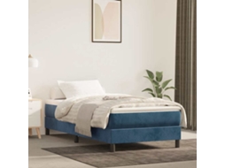 Vidaxl Colchão De Molas Ensacadas Firmeza Média 90x210x20 Cm Veludo Azul-escuro