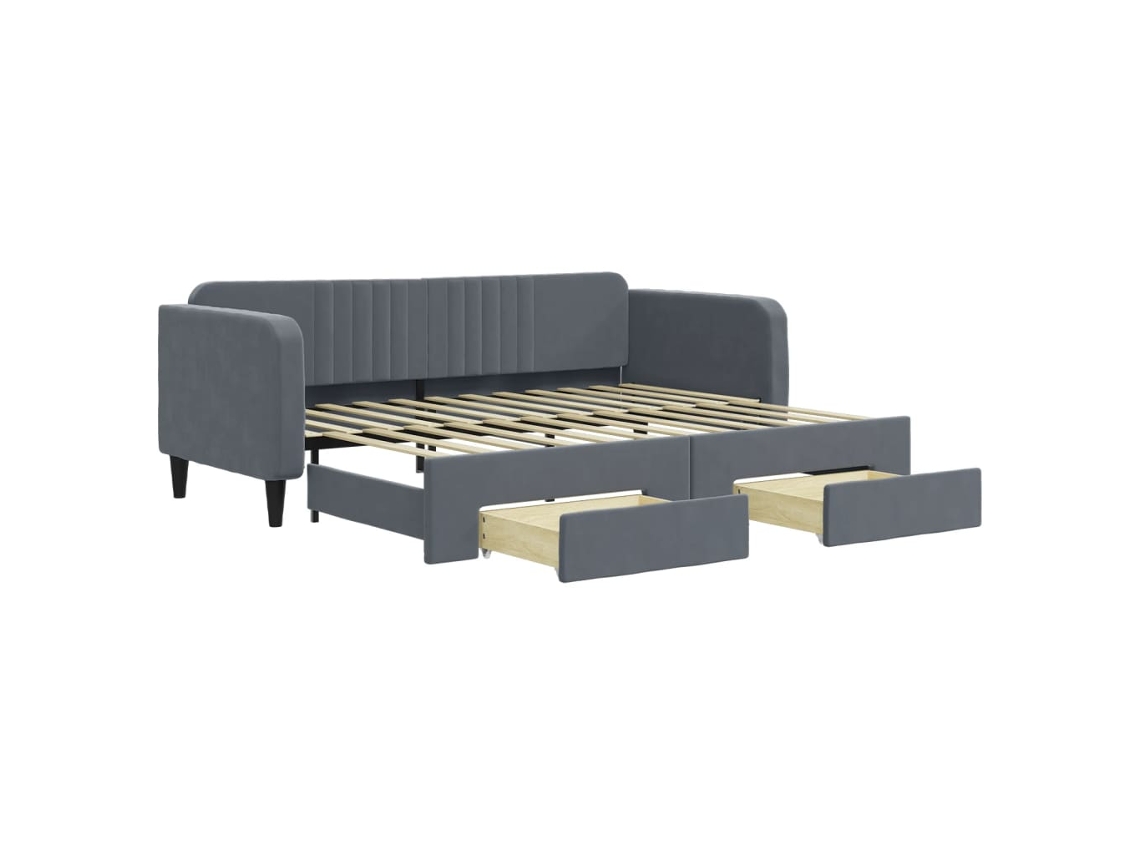 Daybed With Trundle, Daybeds With Trundles Vidaxl Cinzeto Veludo (90 X 200 Cm)