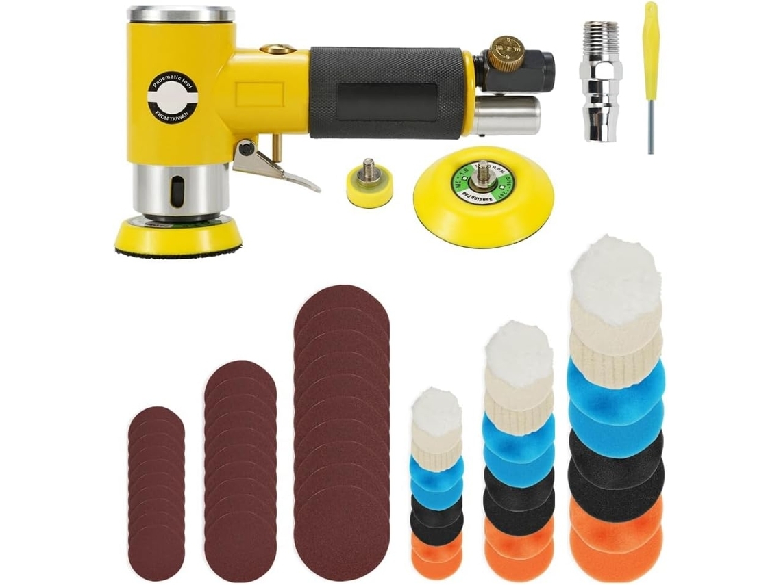 Mini Lixadeira Pneumática De 2/3 Polegadas Com Disco De Polimento Duplo