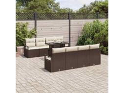 Vidaxl Conjunto De Sofá De Jardim 9 Unid. Castanho Rattan Sintético