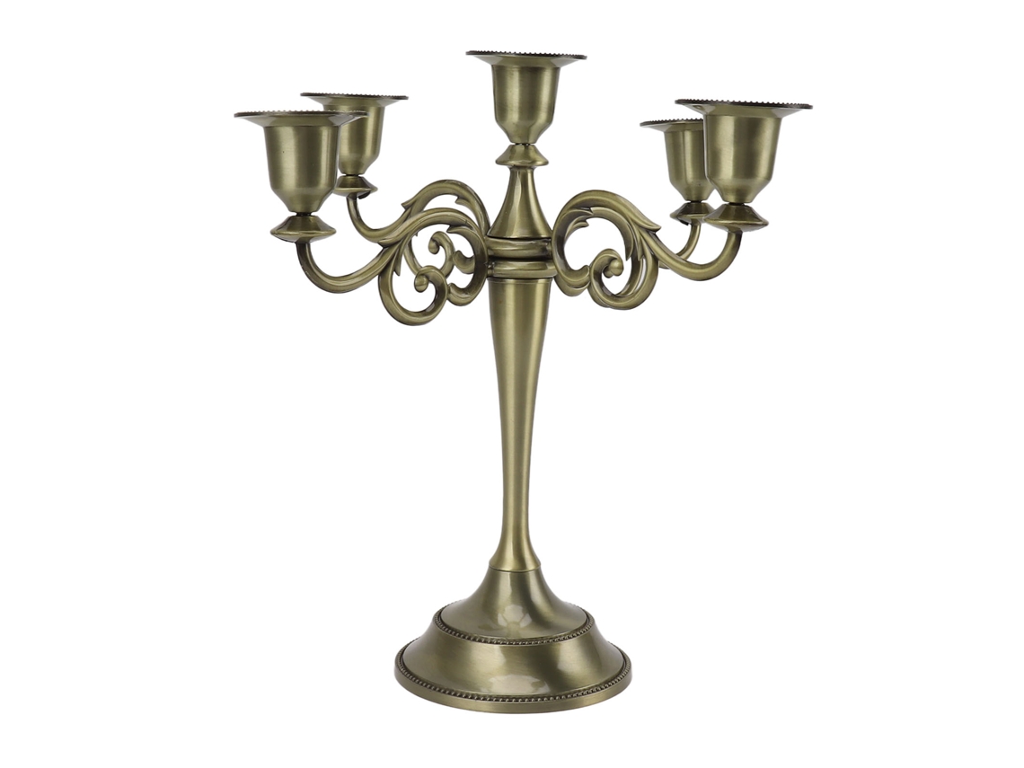 porta Velas de 5 Braços de Ferro Decorativo | S/MARCA
