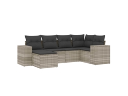 Conjunto de 6 Sofás Jardim com Almofadões Vime Pe Cinzento Claro MAISON EXCLUSIVE (80x200 cm)