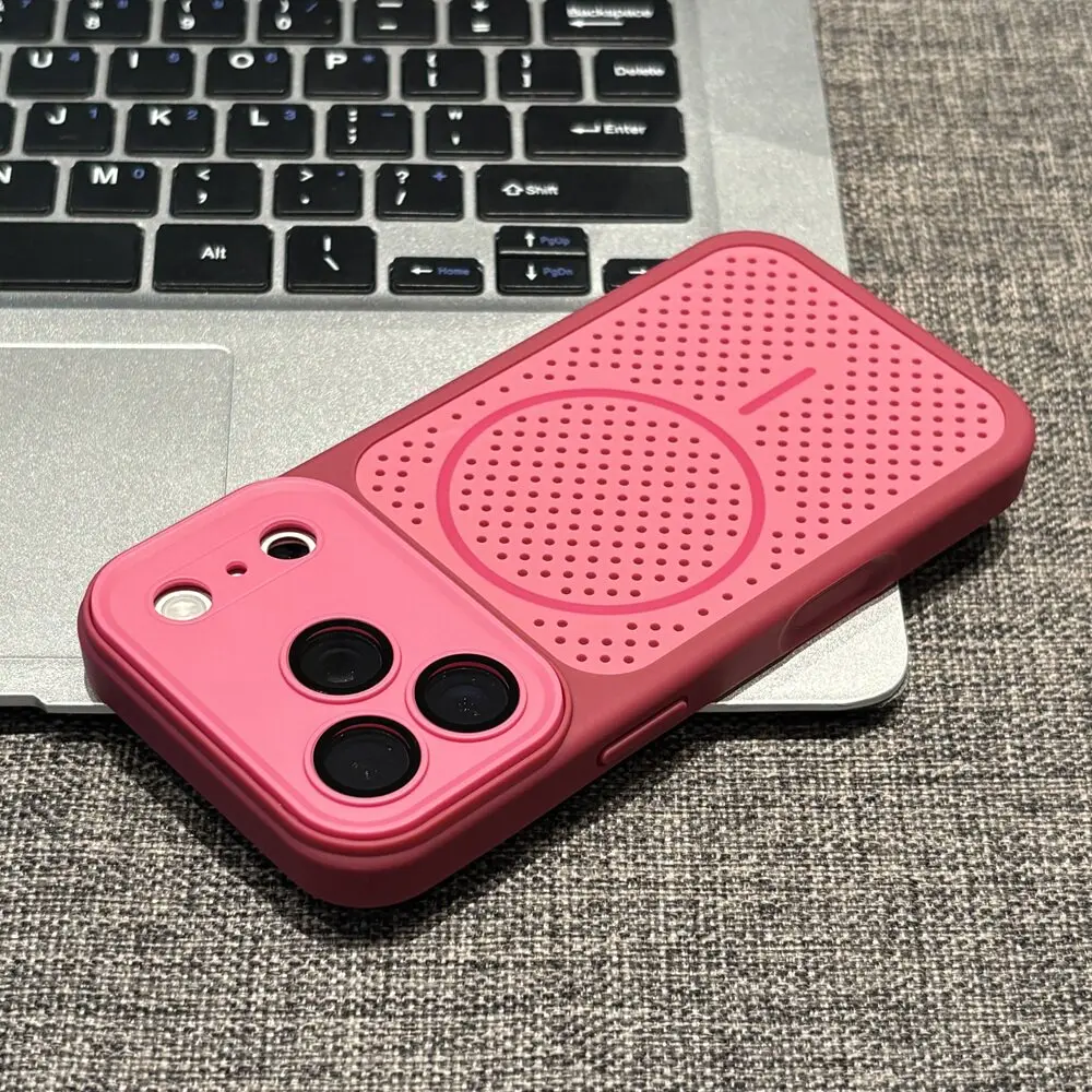 Capa Magnética Para Celular (iphone 13 Vermelho) Com Estrutura Em Favo De Mel À Prova De Choque, Capa Fosca Macia.