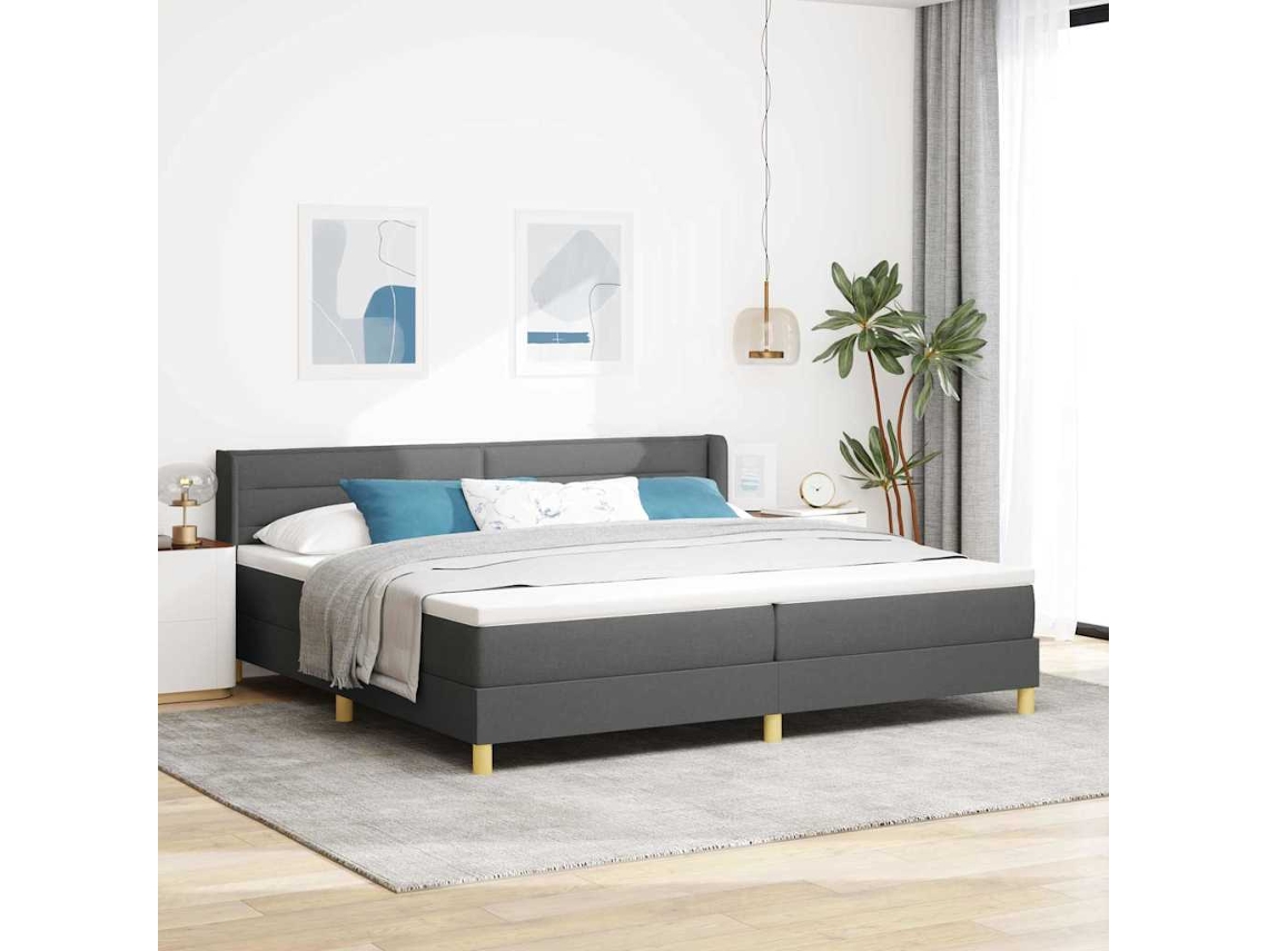 Vidaxl Cama Box Com Colchão Cinza Escuro 200 X 200 Cm Tecido