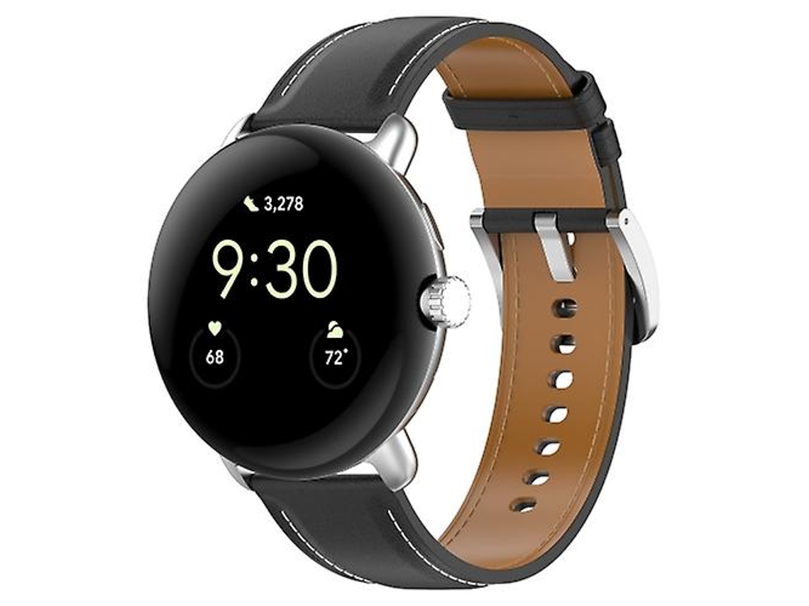 Bracelete para Google Pixel Watch Pulseira de Couro com Costura em Relevo Preta VENISYMLIS