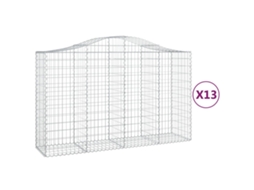 Gabion Basket, Gabion Baskets Vidaxl Prateado Ferro (200 X 50 X 120/140 Cm)
