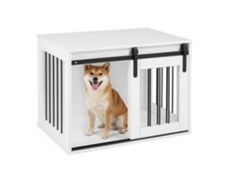 Móvel Casinha de Cachorro 80 Cm com Porta de Correr Estilo Celeiro Branco NORTHIX