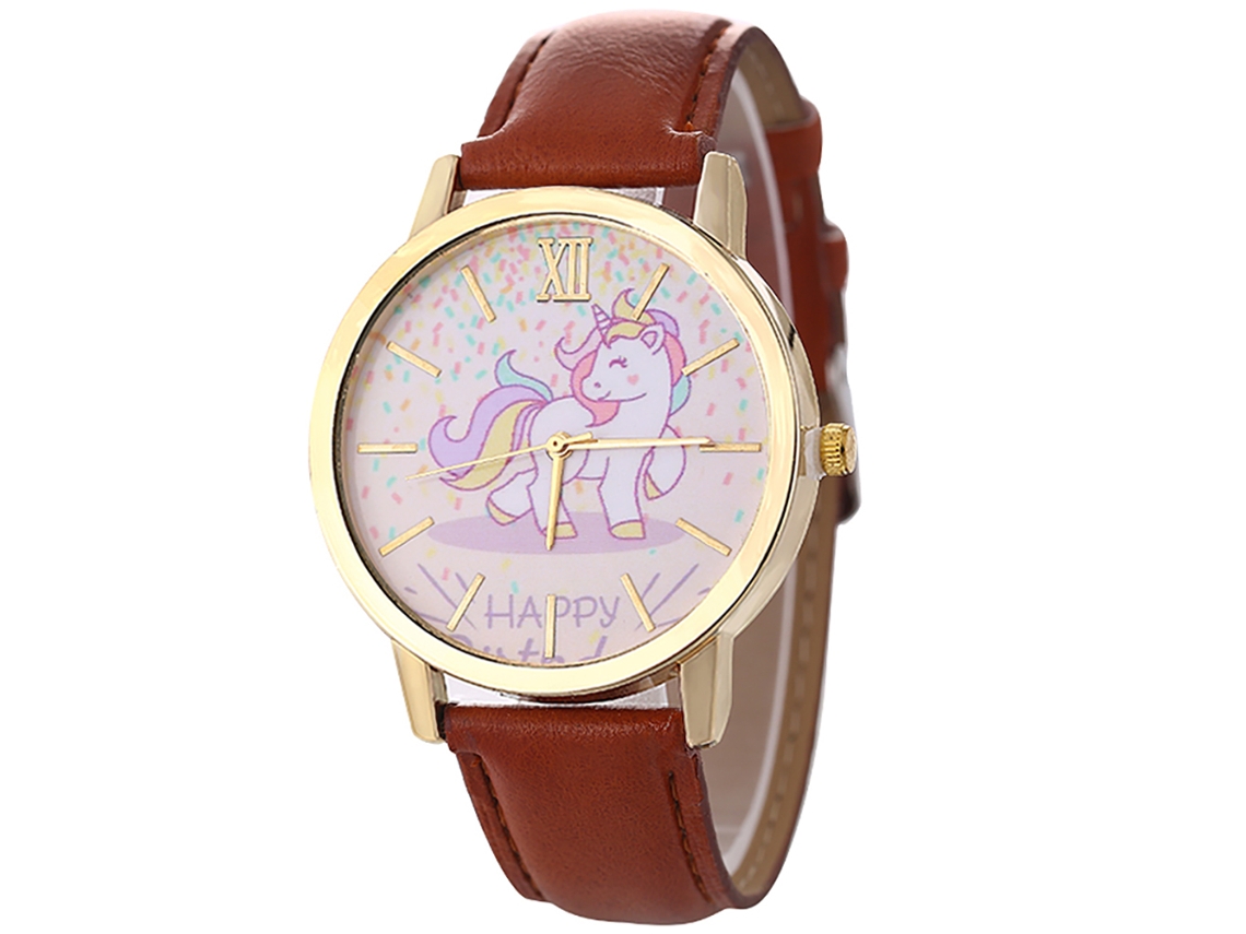 Relógio casual fashion Zlf0571-f unissex de quartzo com pulseira de couro marrom