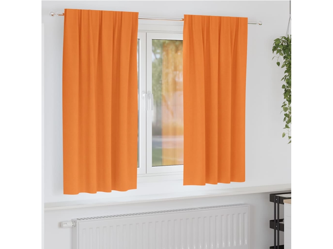 Vidaxl Cortinas Blackout Com Argolas 2 Unid. Laranja 175 X 140 Cm