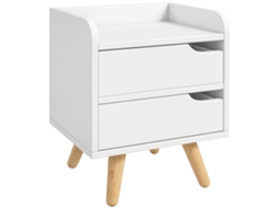 Mesa Lateral Multiuso com 2 Gavetas e Pés em Pinho VOLTEDGE