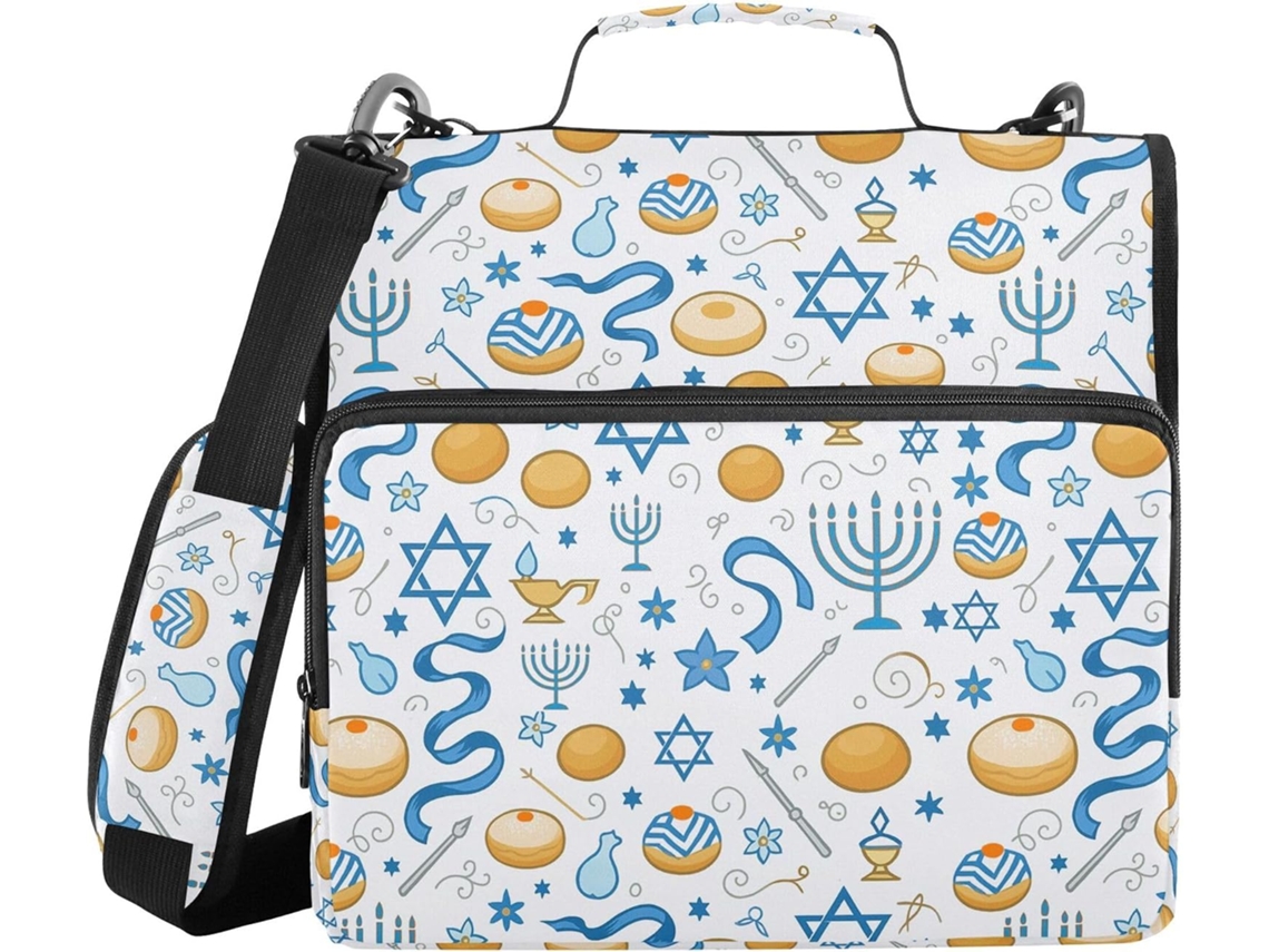 Stojo com zíper e alça, fácil de transportar, 3,8 cm, 3 argolas de armazenamento, para massas, material escolar, tema