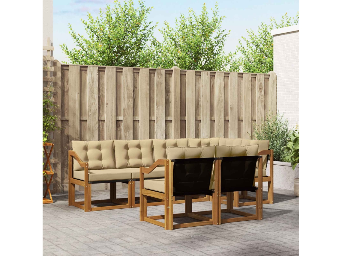 Vidaxl Conjunto De Sofás Para Exterior 7 Unid. Natural E Bege