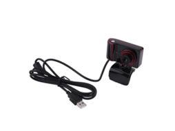 Webcam Hd De 16mp Com Clip Rotativo De 3 Leds Para Câmera Web Em Pc Computador Preto Vermelho
