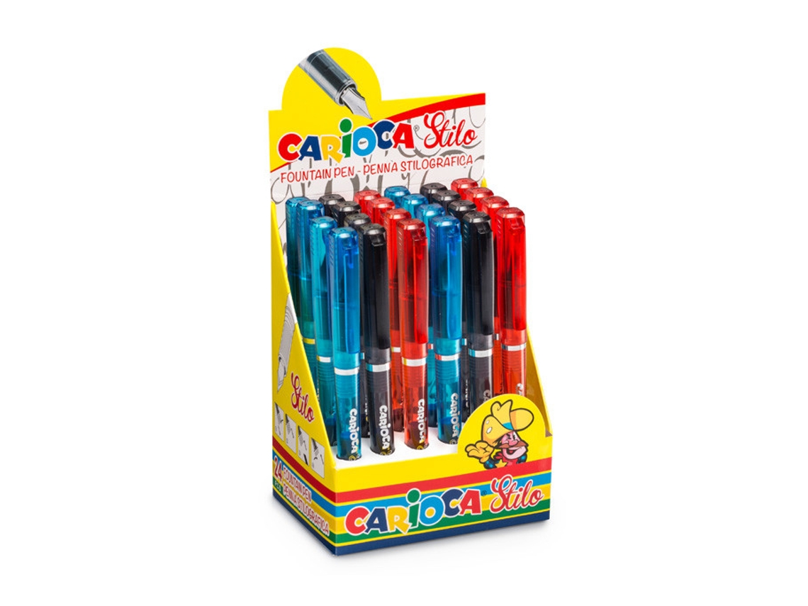 CARIOCA Stilo Caneta Tinteiro Sistema de Carregamento Multicolor Transparente 24 Peças