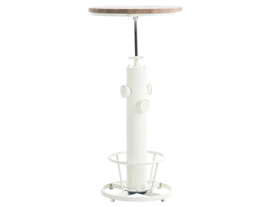 Mesa Alta de Bar Estilo Industrial Regulável em Altura Branco com Descanso para Pés Tab10022 MOBIKASA